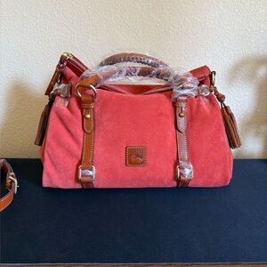 Dooney & Bourke Tomato Red Suede Leather Florentine Satchel